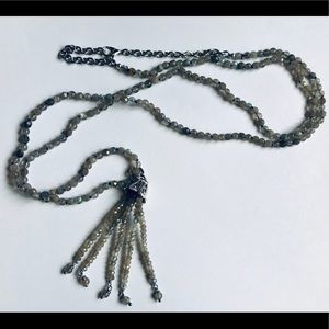 long labradorite tassel necklace